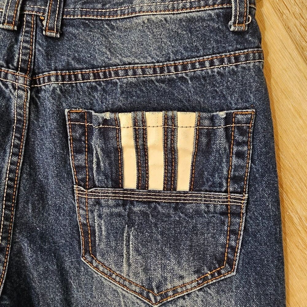 Vintage Y2k Reverb Jeans 32x27 Cotton Streetwear Straight Leg Button Fly Stripe